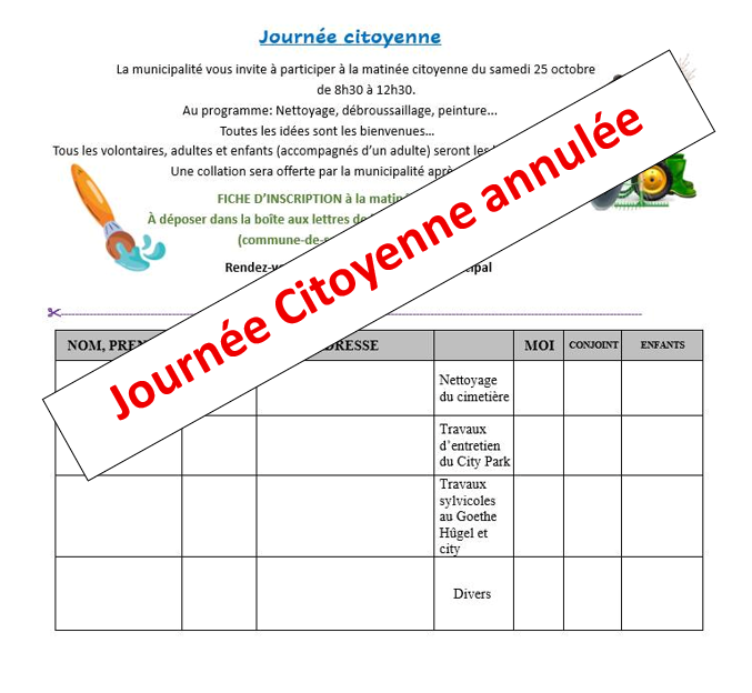 journée citoyenne annulée