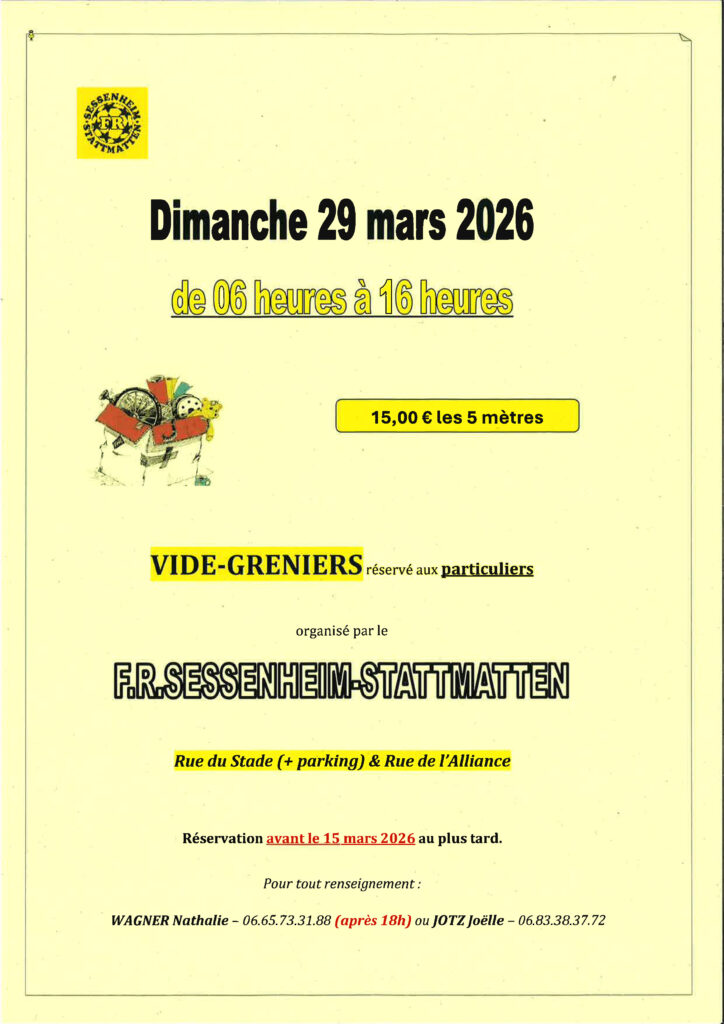 vide-greniers réservé aux particuliers dimanche 29 mars 2026